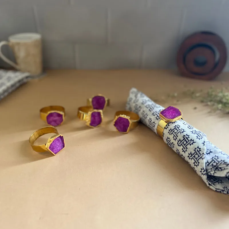 Suzzaine Handcrafted Agate Napkin Rings (Pink) - Set Of Six media 5