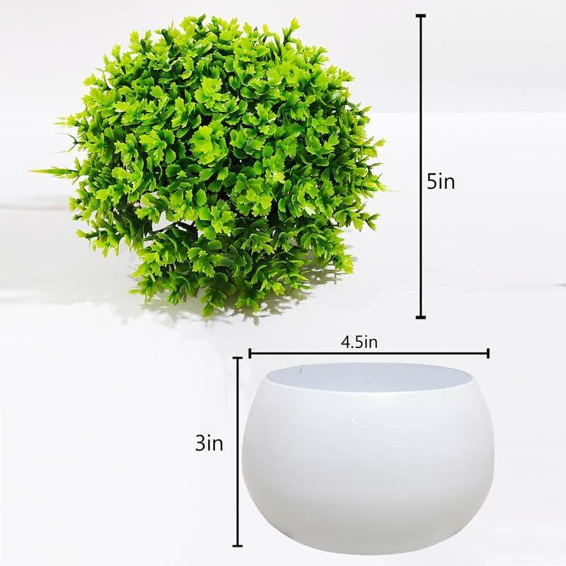 Faux Green Bush In Metal Pot (13 cms) - Set Of Two media 6
