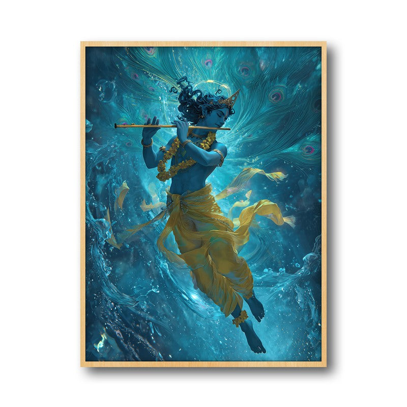Lord Krishnas Cosmic Divine Dance I Archival Paper Wall Art - Natural Brown Frame media 5