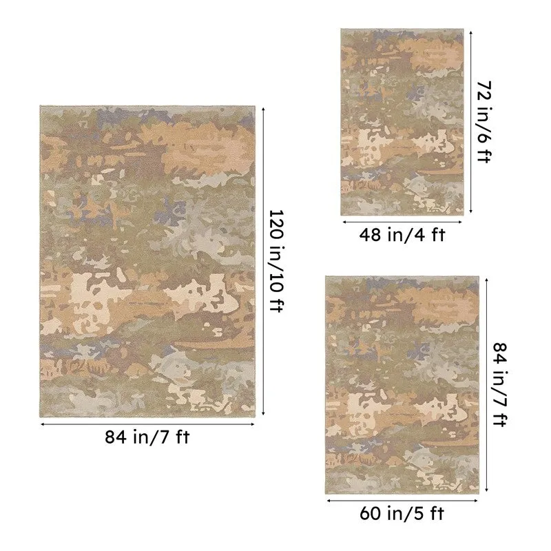 Sobek Hand Tufted Abstract Wool & Nylon Carpet - Grey & Green media 15