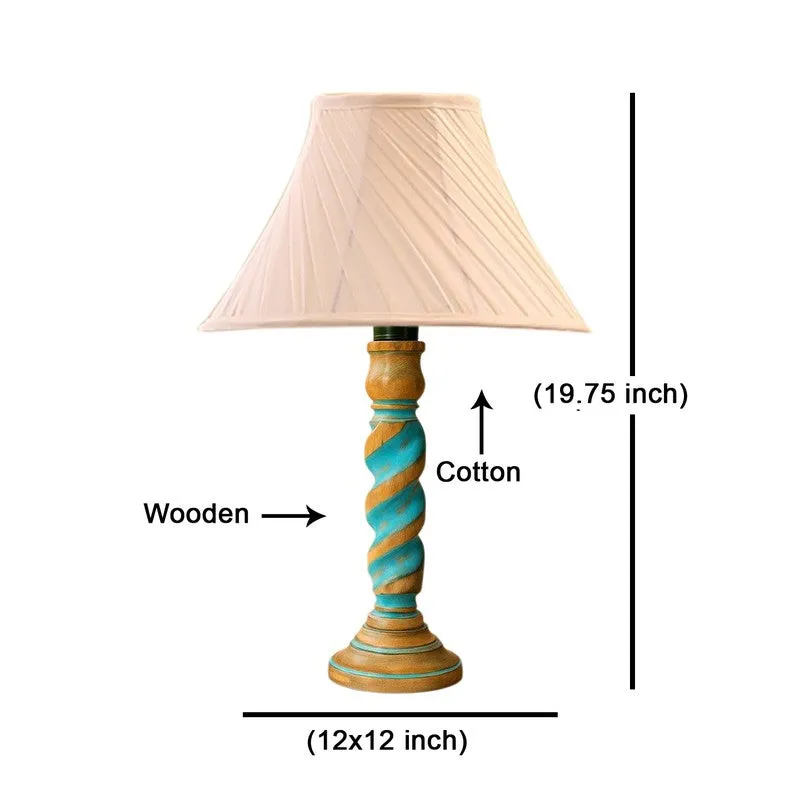 Elara Auro Wooden Table Lamp - Ivory media 8