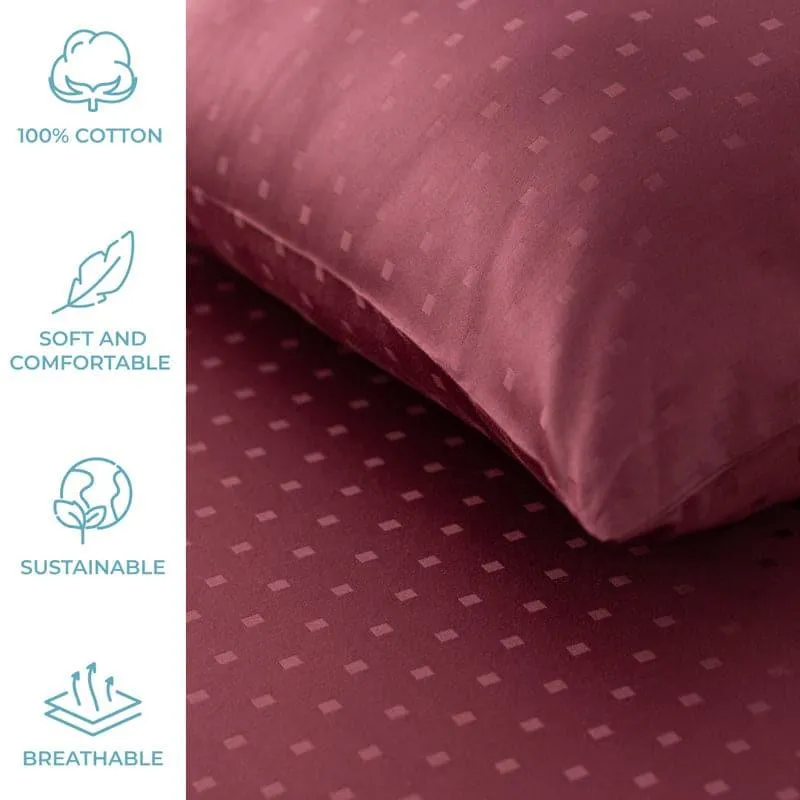 Numa Swiss Dot Cotton Bedsheet (Maroon) - 500 TC media 5
