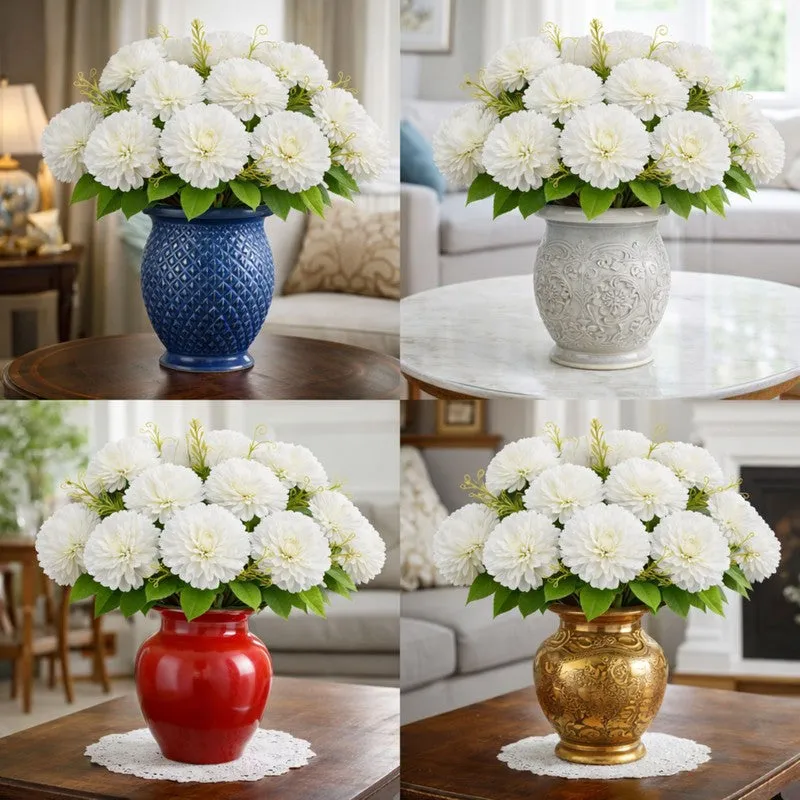 Florisse Artificial Hydrangea Flower (White) - Set Of Four media 3