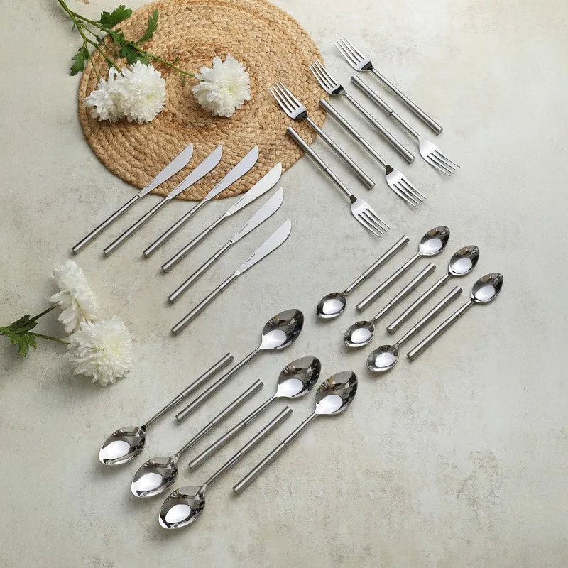 Orison Stainless Steel Cutlery Set (Silver) - Twenty Four Piece Set media 1
