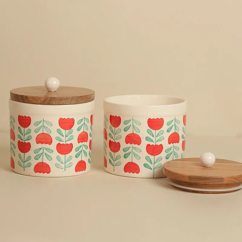 Aarunya Ceramic Jar (1000 mL Each) - Set Of Two media 6
