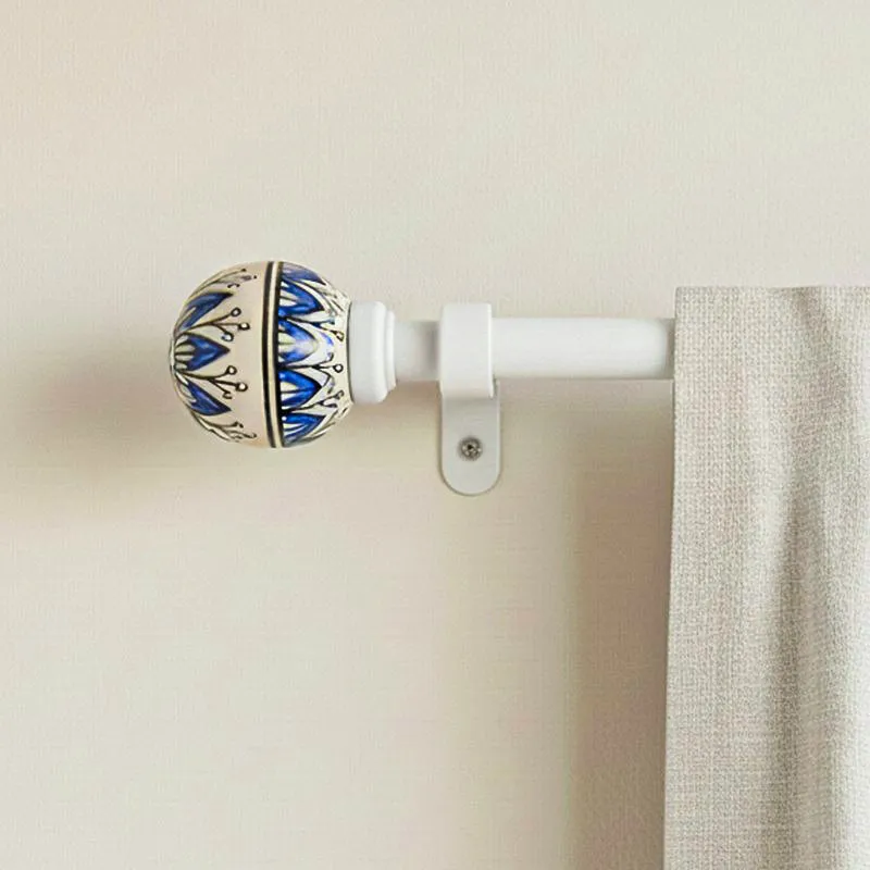 Syroccos Extendable 1" Single Curtain Rod With Round Finial & Brackets media 1