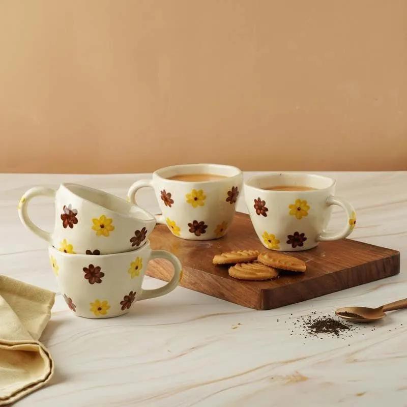 Sweet Ceramic Tea Cup (210 mL Each) -  Set of Four media 4
