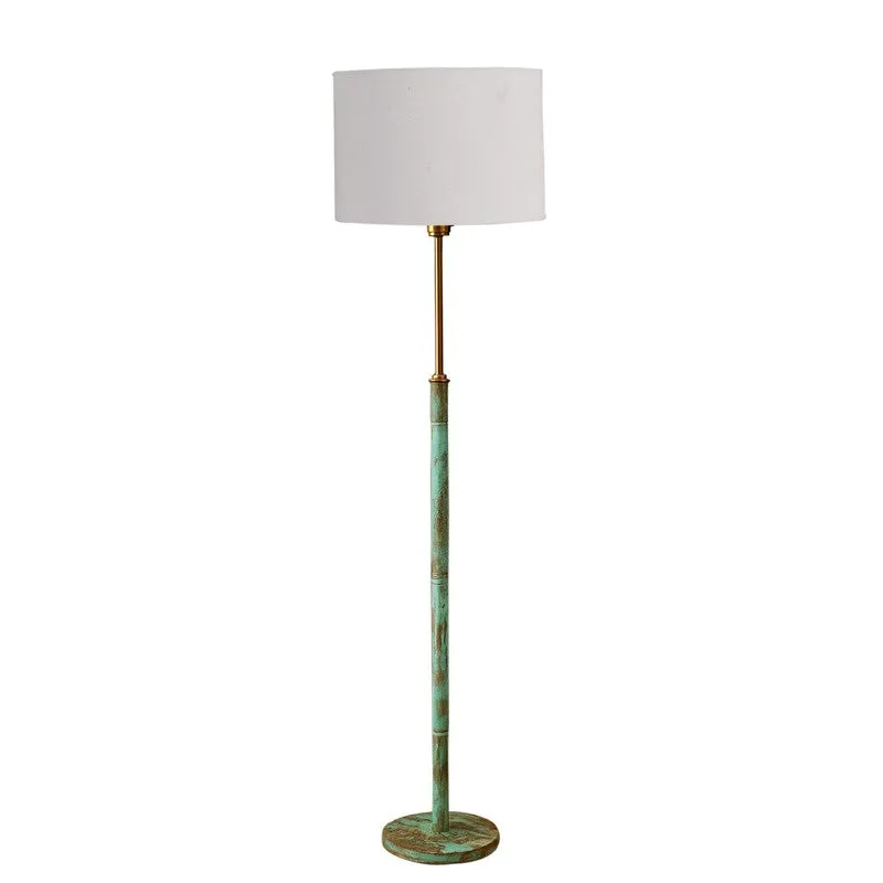 Amber Glow Wooden Floor Lamp - Grey media 5