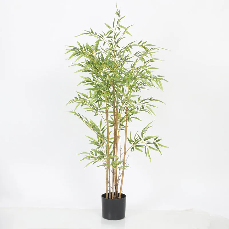 Eudora Artificial Bamboo With Black Plastic Pot - 4 Feet media 4