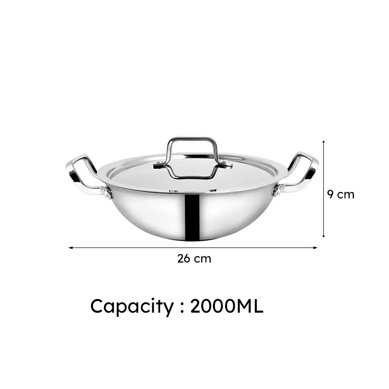 Trivanta Triply Kadhai With Lid - 2000 mL media 6