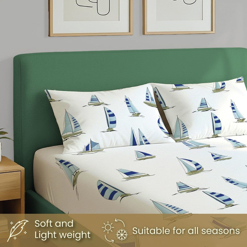 Urban Space Modern Blue Cotton Bedding Set (200 TC) - Four Piece Set media 5