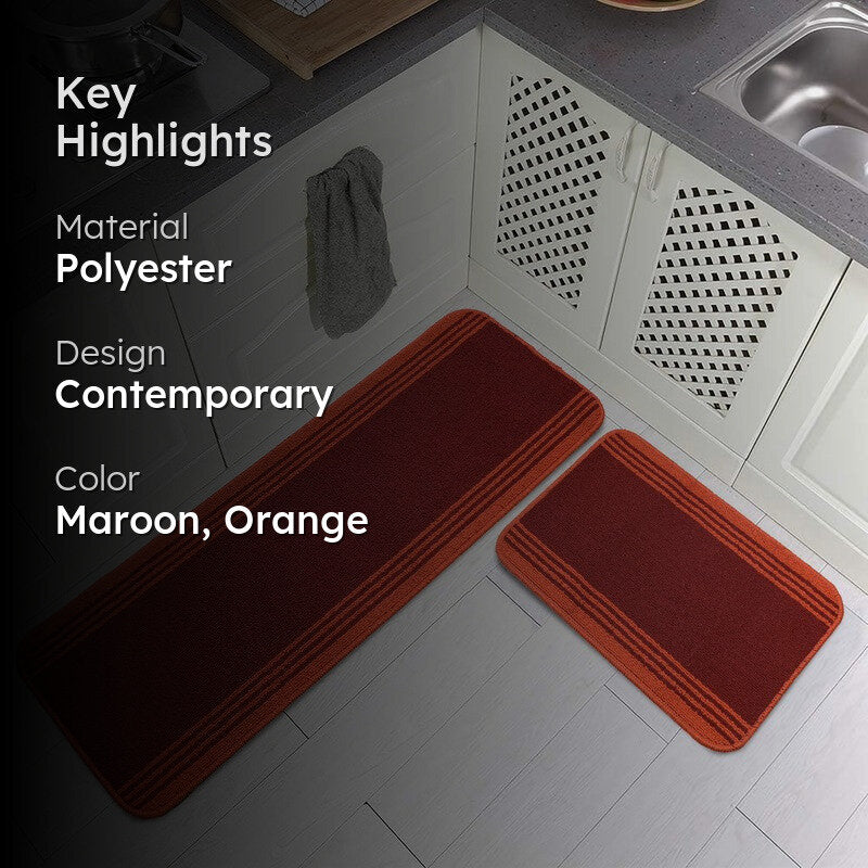 Stripe Haven Kitchen Floor Mats (Red) - Set of Two media 2