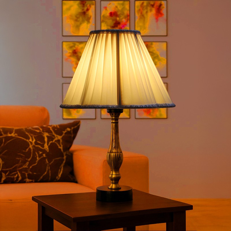 Aurelo Liro Wooden Table Lamp - OffWhite