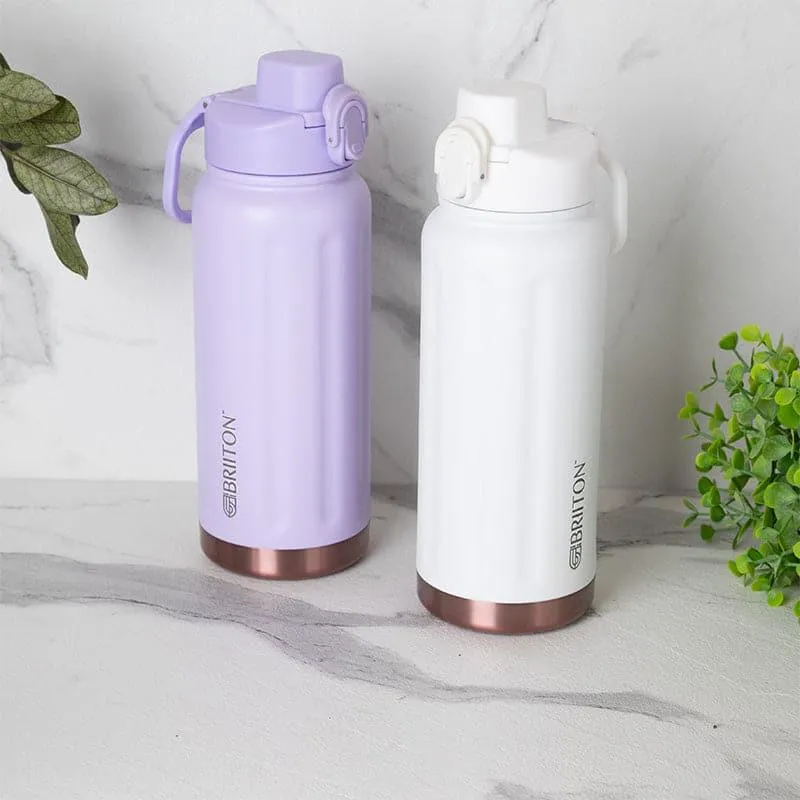 Sip Bliss Hot & Cold Thermos Water Bottle (Purple & White, 750 mL Each) - Set Of Two media 1