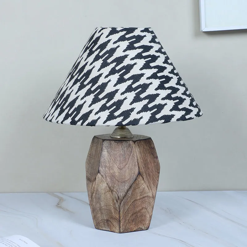 Chevronic Printed Mango Wood Table Lamp - Black,White media 3