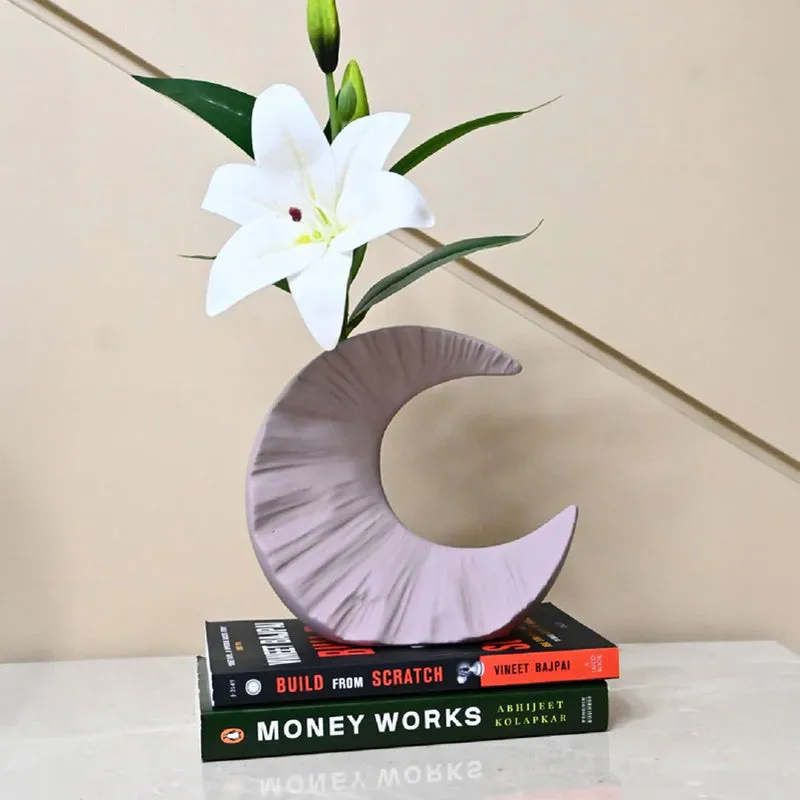 Lunar Half Moon Ceramic Vase - Purple media 3