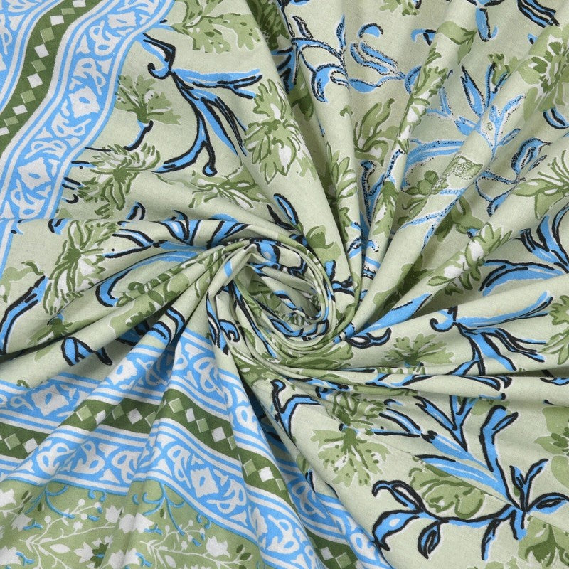 Bloomen Cotton Bedsheet (Green,Blue) - 240 TC media 5