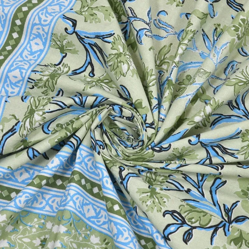 Bloomen Cotton Bedsheet (Green,Blue) - 240 TC media 5