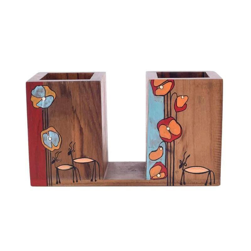 Floral Bloom Wooden Cutlery Holder media 4