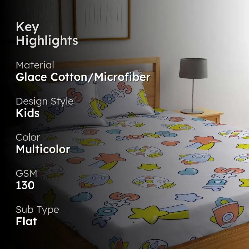 Shooting Star Printed Microfiber Bedsheet - 130 GSM media 2