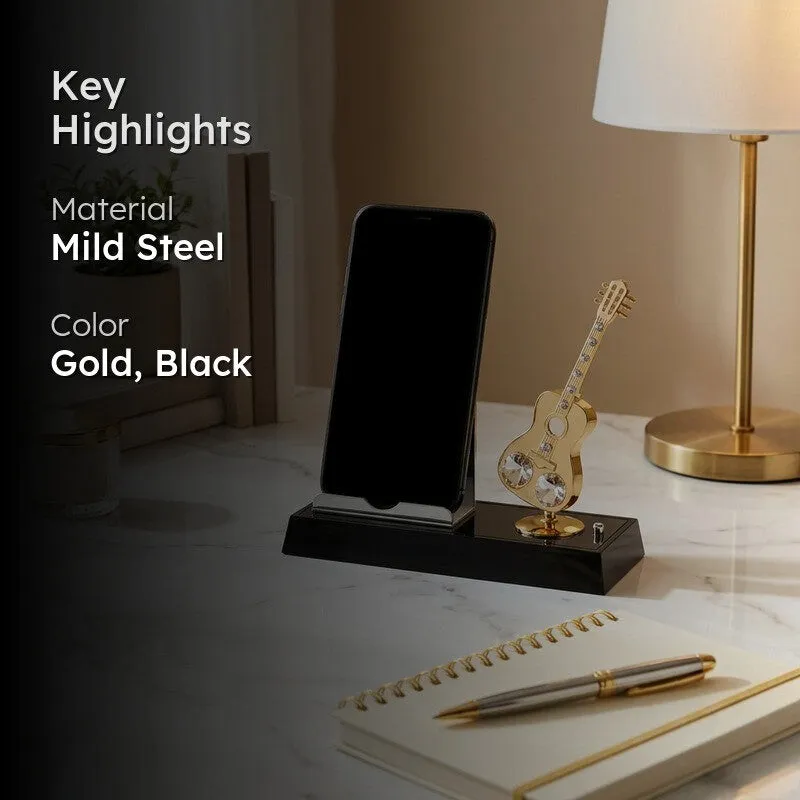 Luxe Guitar 24K Gold Plated Mild Steel Desk Oraganiser media 2