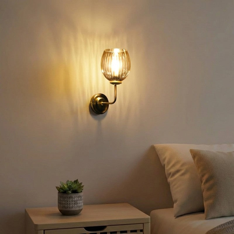 Vintage Glow Golden Base Glass Wall Lamp