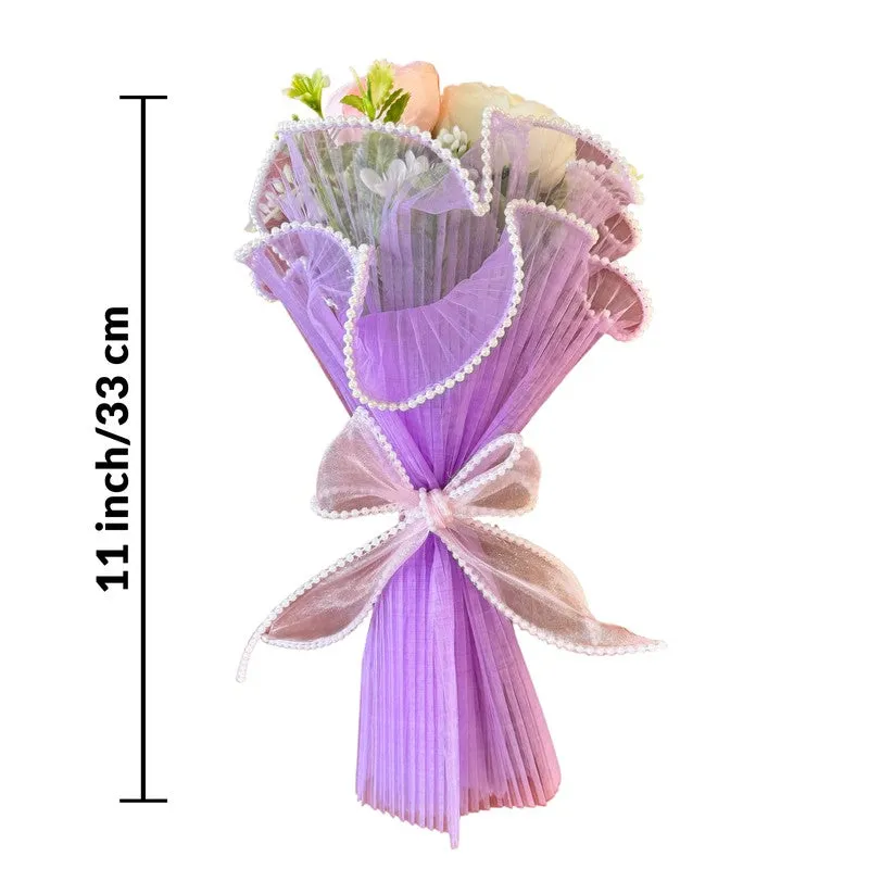 Pearl Trim Rose Artificial Flower Bouquet media 9