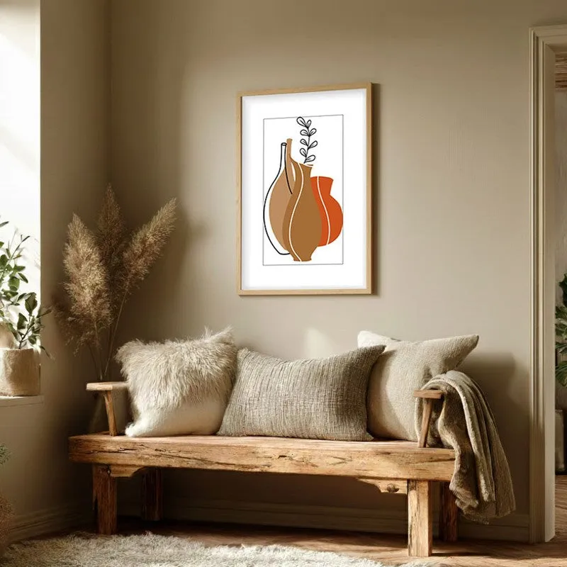 Earthen Jars Canvas Wall Painting With Brown Frame media 3