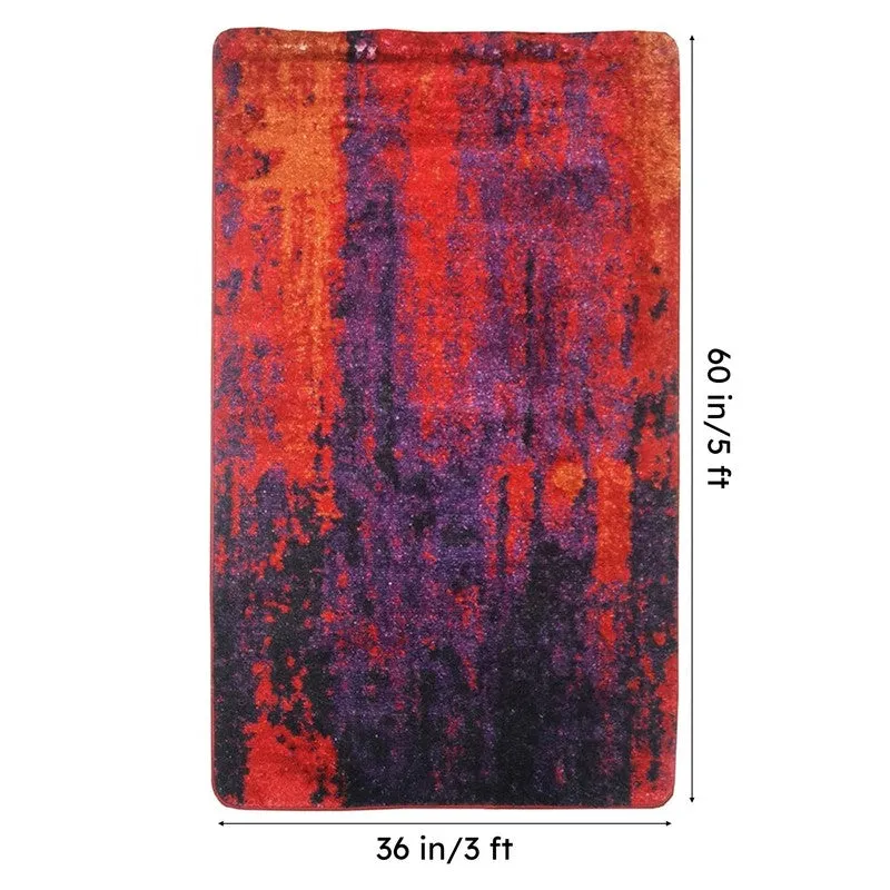 Baird Abstract Micro Fiber Area Rug - Purple & Orange media 7