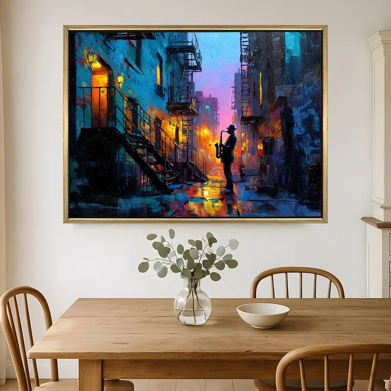 Neon Alley Canvas Wall Painting With Frame media 1