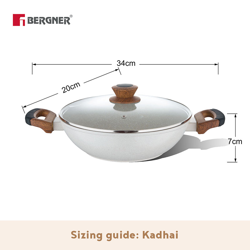 Bergner Nano Sear Non-Stick Kadhai With Lid (20 cm) - 1200 mL media 7