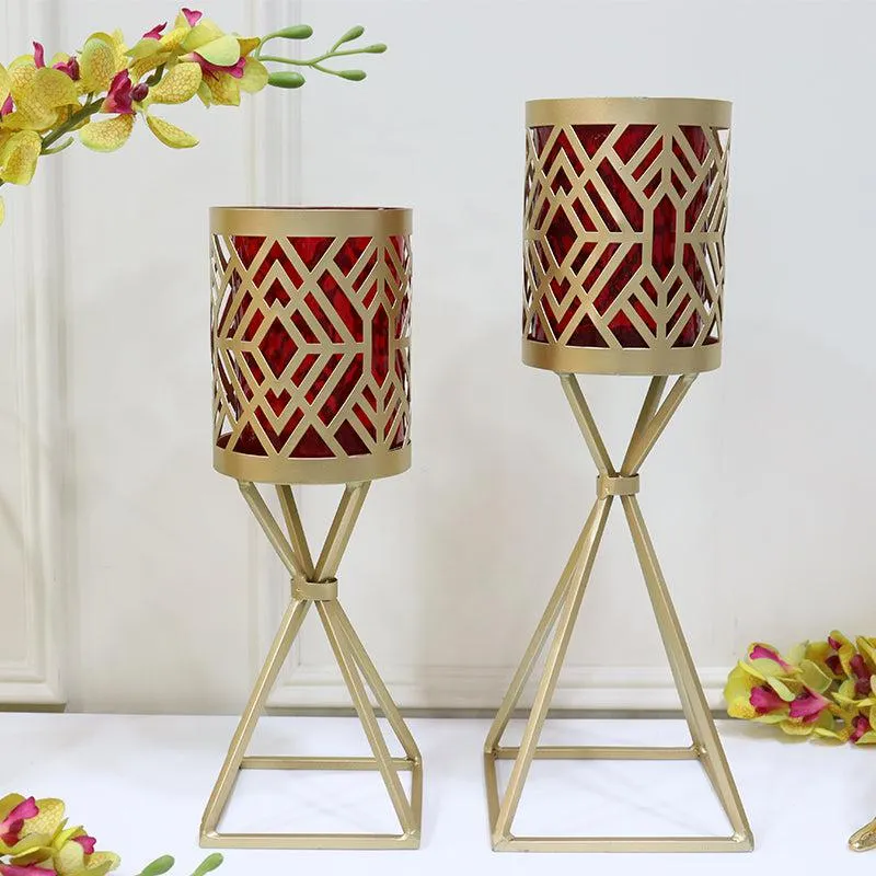 Stima Geometric Candle Holder (Gold) - Set Of Two media 1