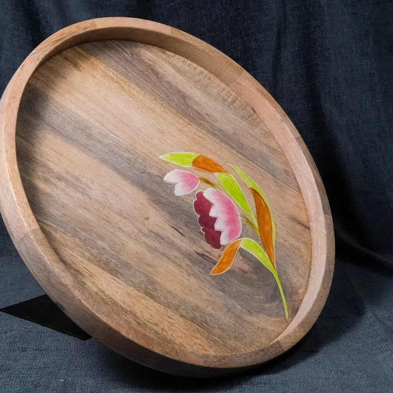 Padma Lotus Inspired Wood Rotating Serving Platter media 6