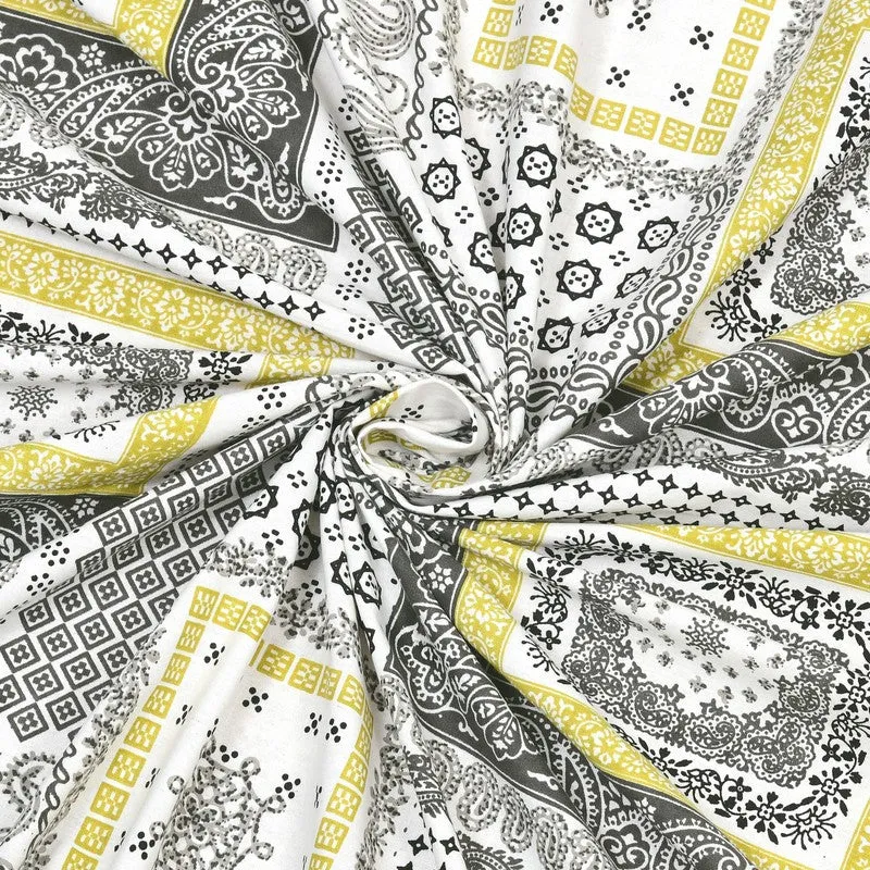 Looma Cotton Bedsheet (Yellow,Grey) - 240 TC media 5