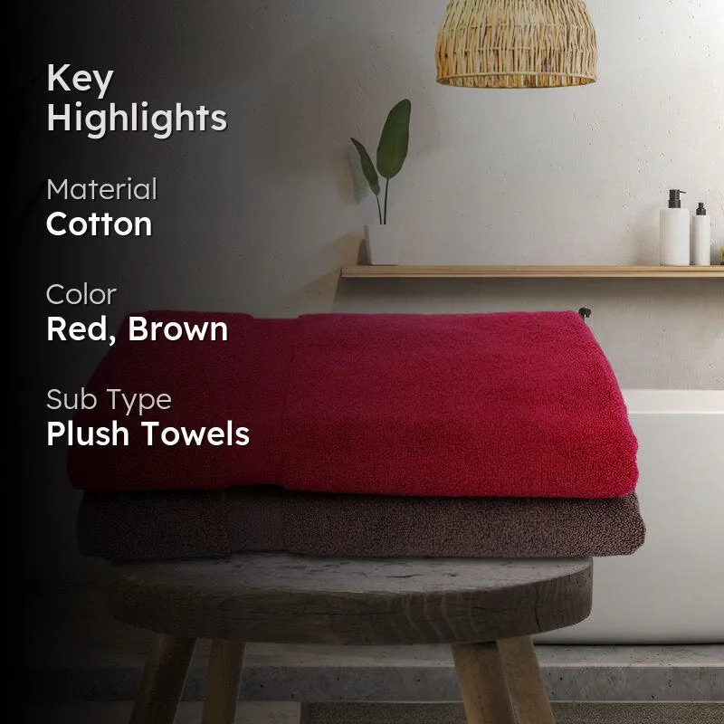 Miorah Bath Towel (Red & Brown) - Set Of Two media 2