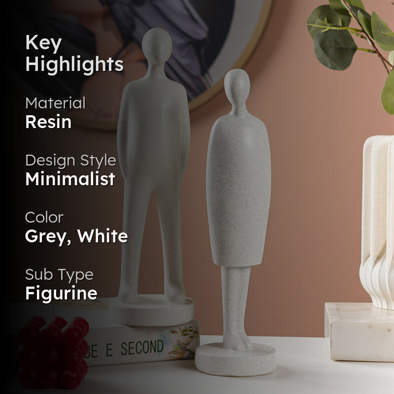In Harmony Painted Resin Showpiece (Grey & White) - Set Of Two media 2