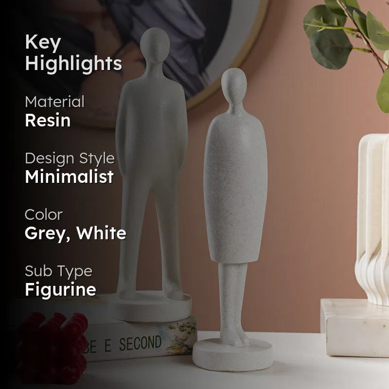 In Harmony Painted Resin Showpiece (Grey & White) - Set Of Two media 2