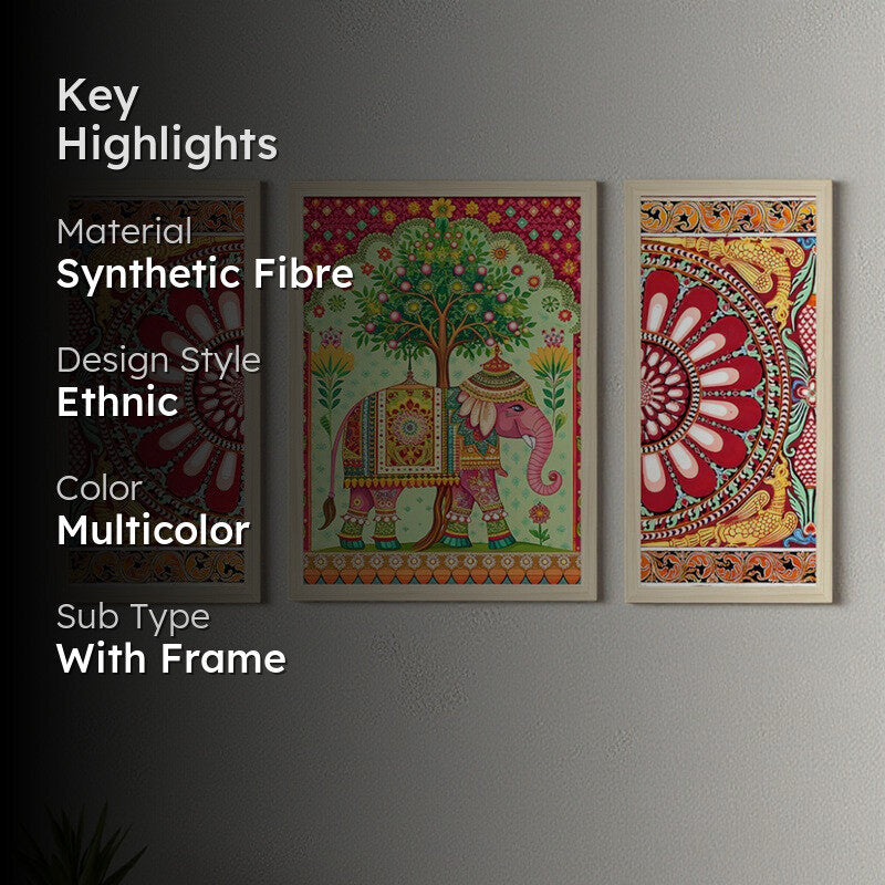 Ethniq Synthetic FIbre Wall Art - Set Of Three media 2