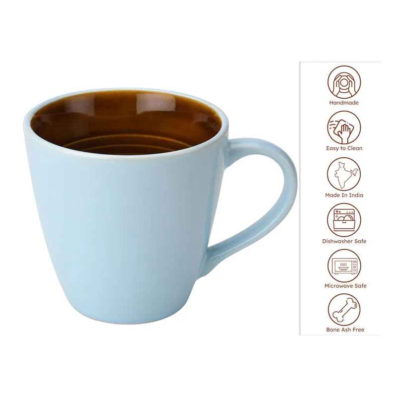 Karvaa Ceramic Coffee Mug (Arctic Blue/350 mL Each) - Set Of Six media 5