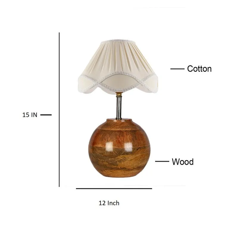 Glowbeam Cotton Table Lamp With Wooden Base - Ivory media 7