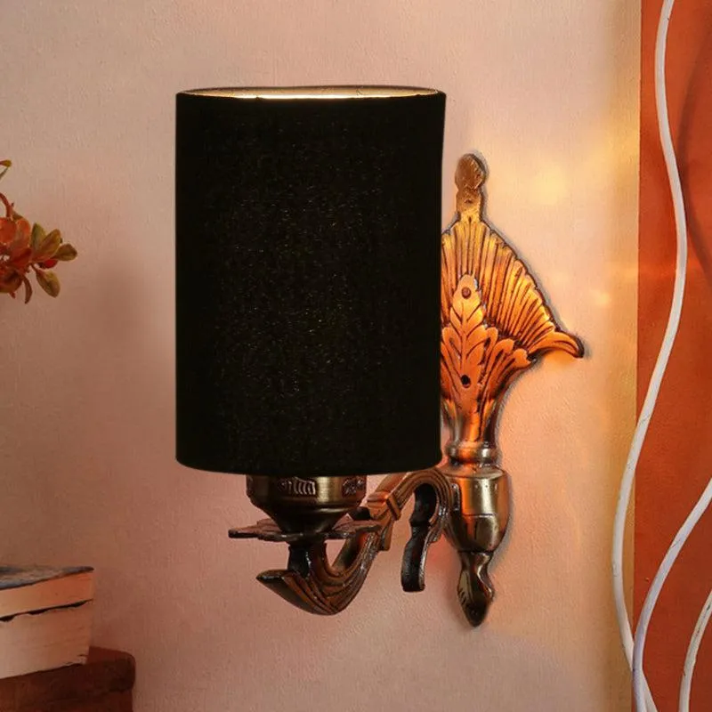 Magda Masique Cylindrical Fabric & Metal Wall Lamp - Black media 1