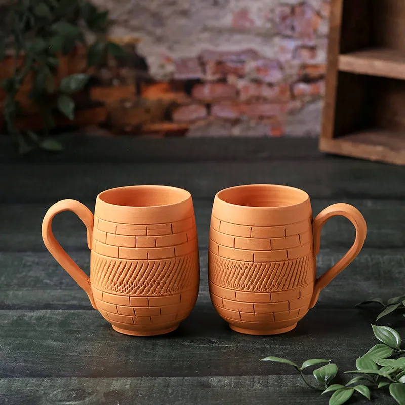 Suvarsha Terracotta Coffee Mug (400 mL Each) - Set of Two media 6