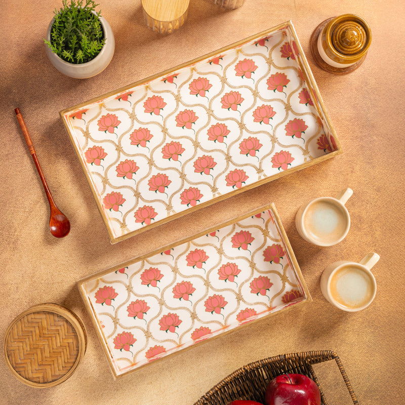 Lotus Grace Serving Tray - Set Of Two