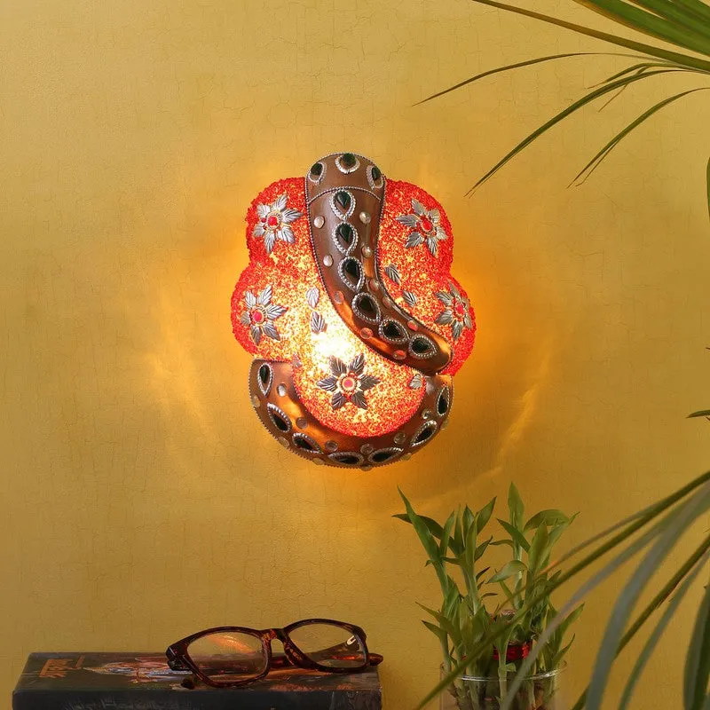 Vighnaharta Glow Glass Wall Lamp - Red media 1