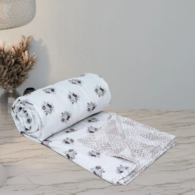 Tiny Bloom Reversible Cotton Dohar (Brown,White) - 120 GSM media 8