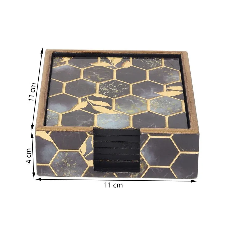 Hexiq Wooden Coaster with Stand - Seven Piece Set media 8