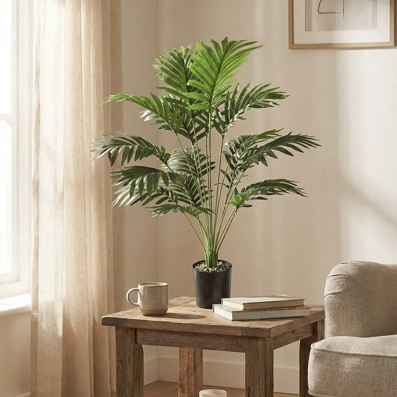 Palmora Artificial Areca Palm Plant With Black Plastic Pot - 2.5 ft media 3