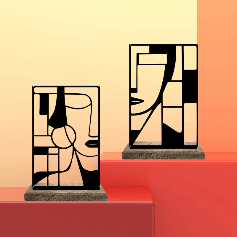 Artistic Face Showpiece - Set Of Two media 1