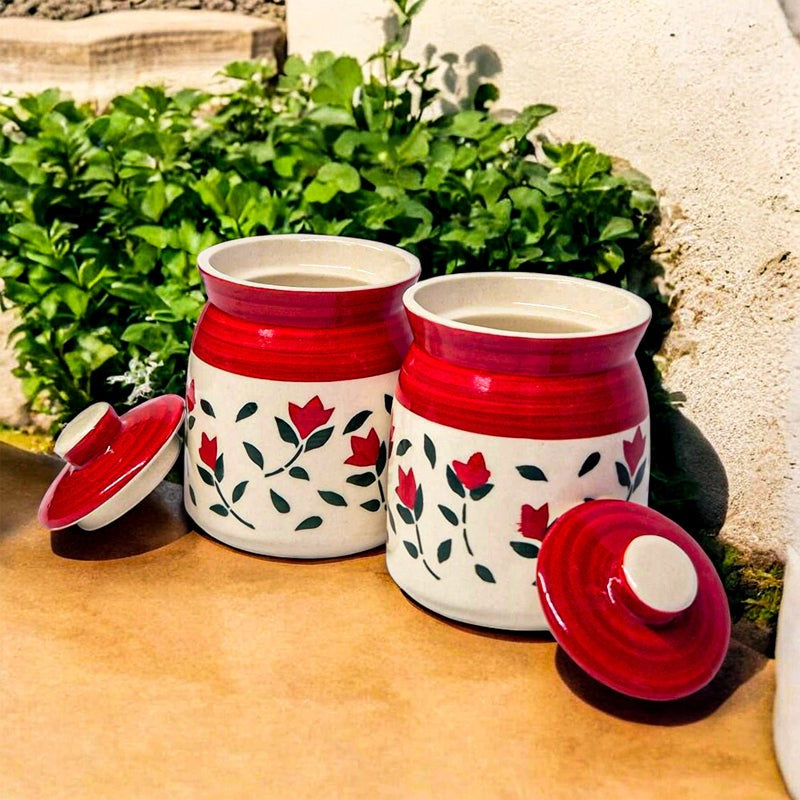 Ghara Flora Ceramic Jar (300 mL Each) - Set Of Two image 6