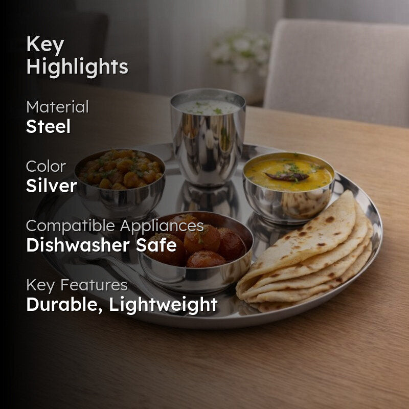 Royal Serve Dinner Set (Silver,500 mL) - 6 Piece Set media 2